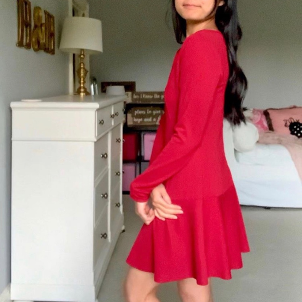 Long Sleeve Red Dress